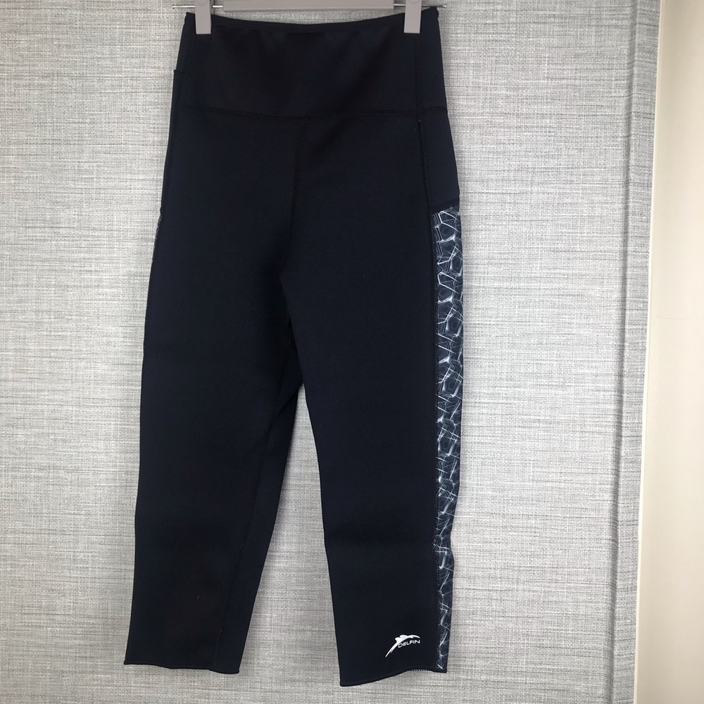 Delfin Spa Black Anticellulite Neoprene Leggings Size L NWT